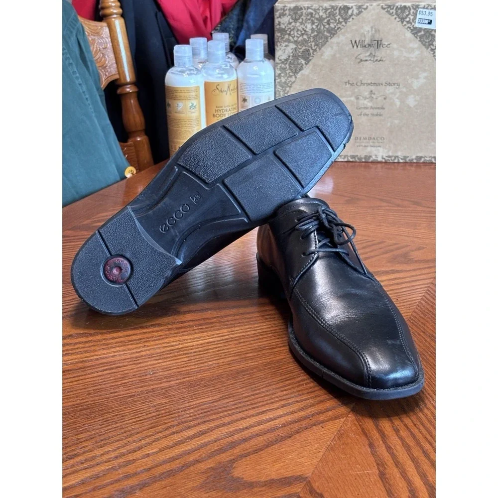 ECCO Mens Black Leather Dress Shoes Lace Up Oxford Comfort Formal EU 43 US 9 9.5